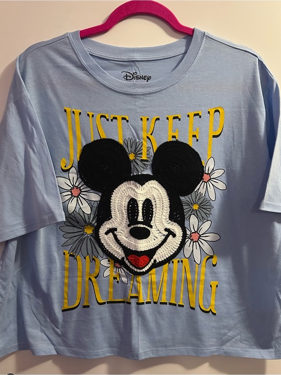Disney Tops - Mickey just keep dreaming embroidered tee